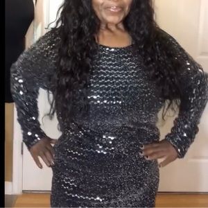 Jessica Howard Metallic black silver dress size 12 dress can fit larger size